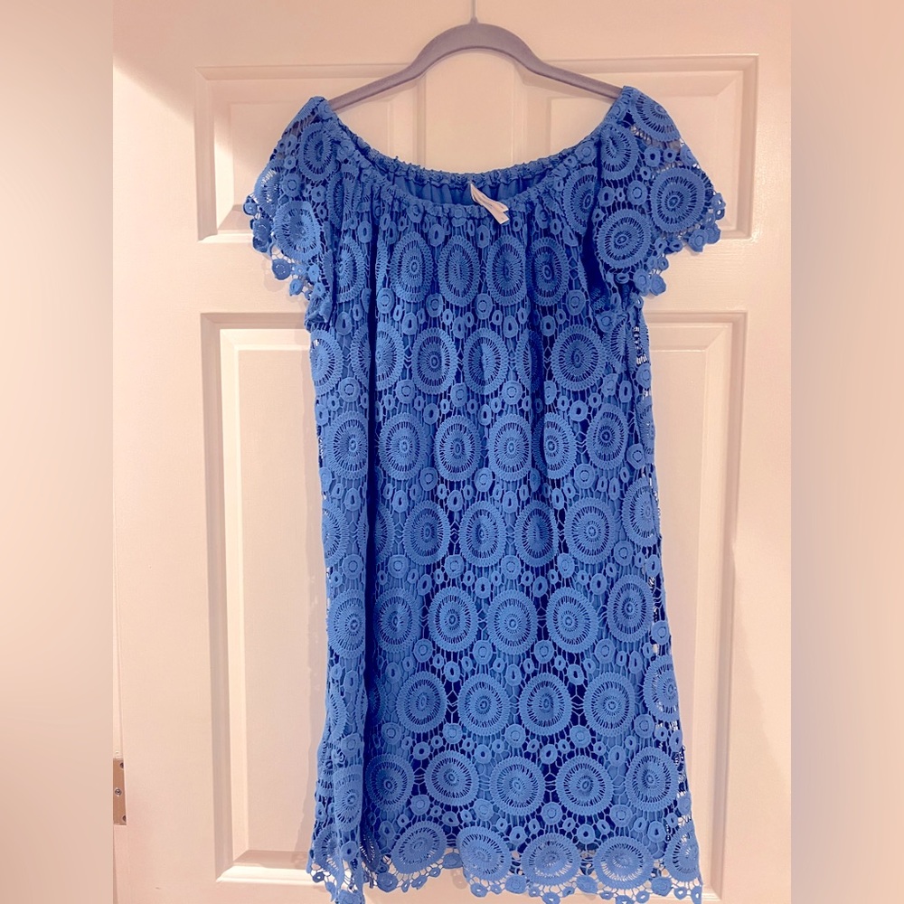 Southern Tide blue crochet eyelet swing dress. Size small.